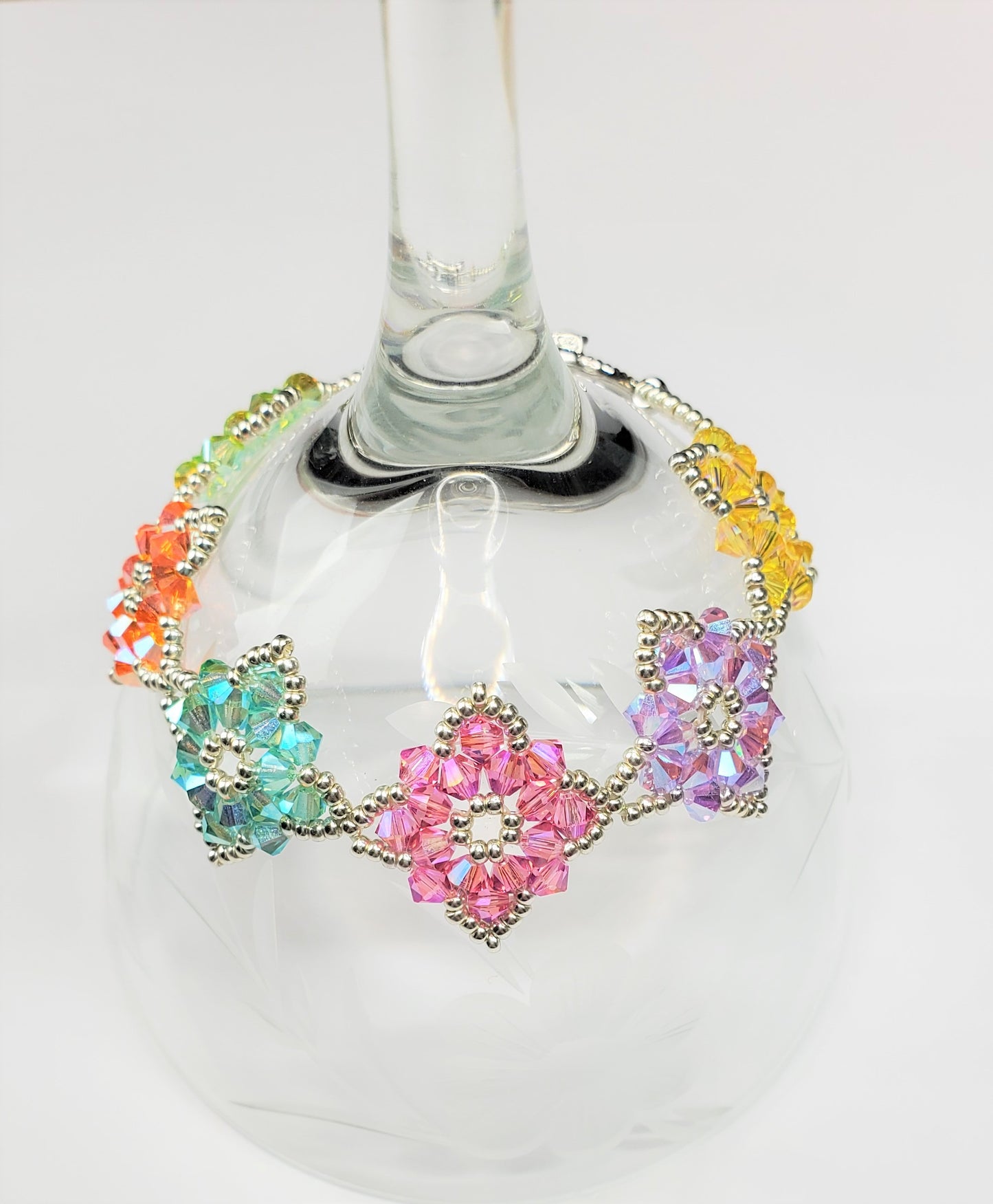 Beautiful Rainbow Handmade Crystal Beaded Link Bracelet
