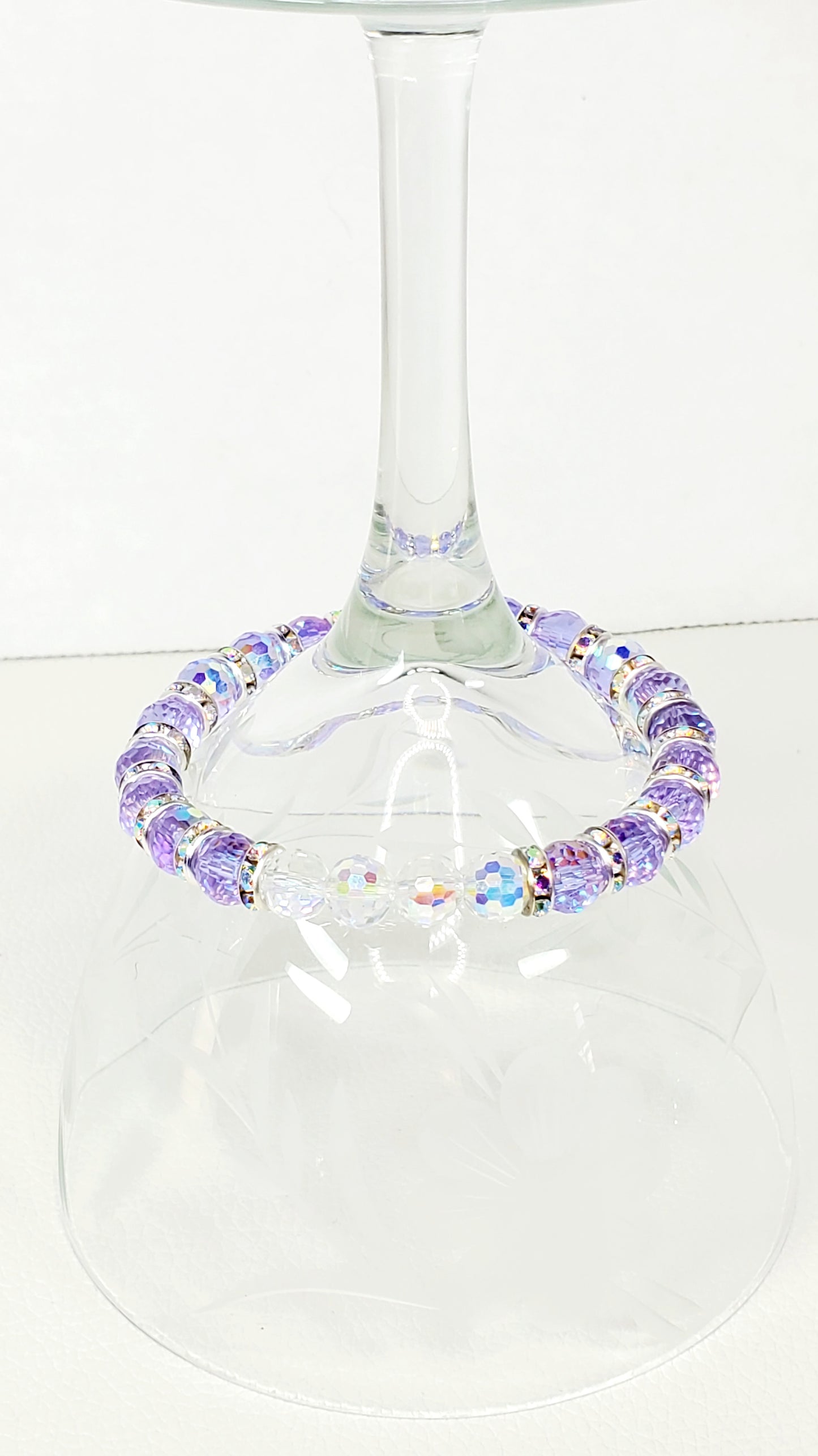 Beautiful Purple Aurora Borealis Faceted Crystal Stretch Bracelet