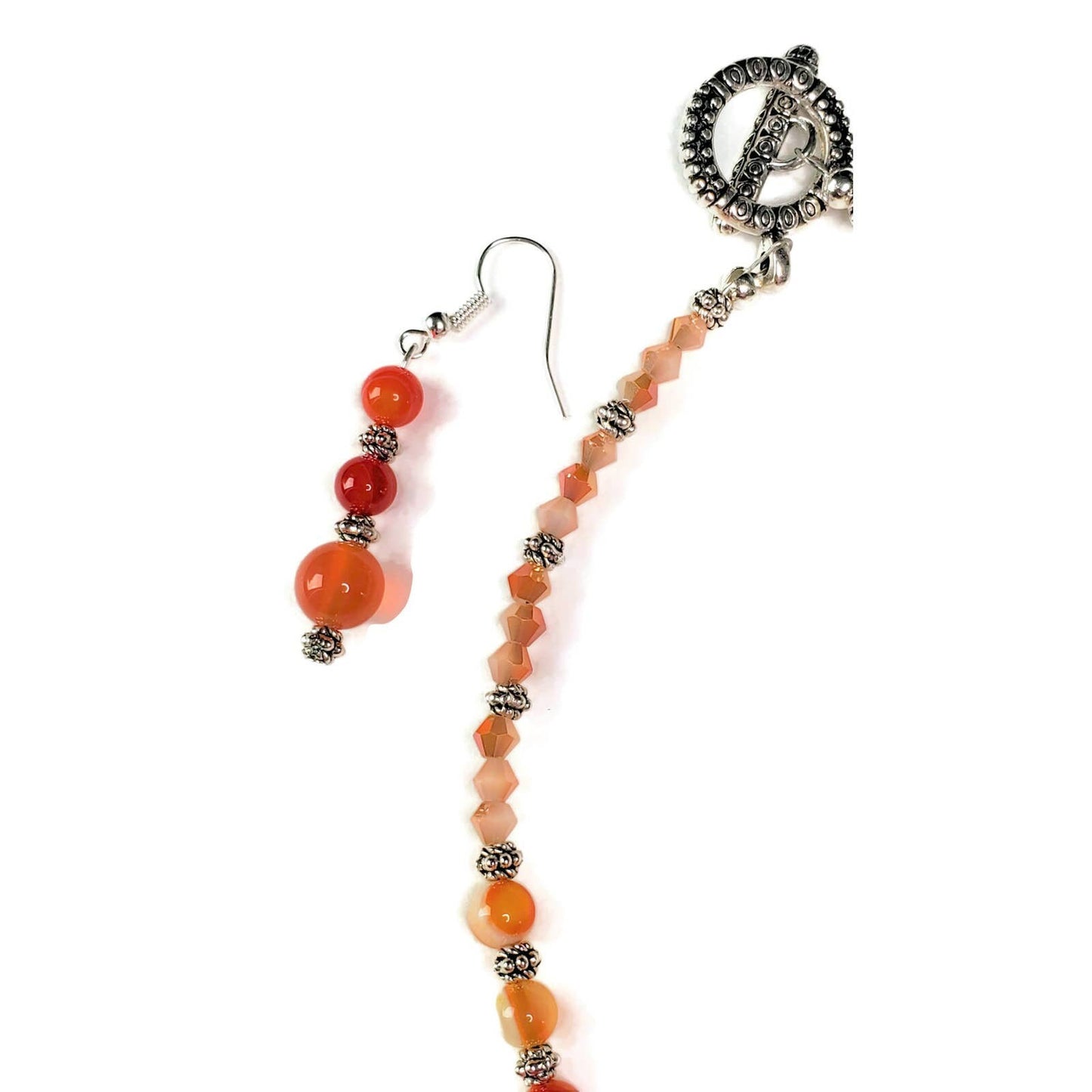 Carnelian Necklace Set, Natural Gemstone Jewelry, Three Piece Set