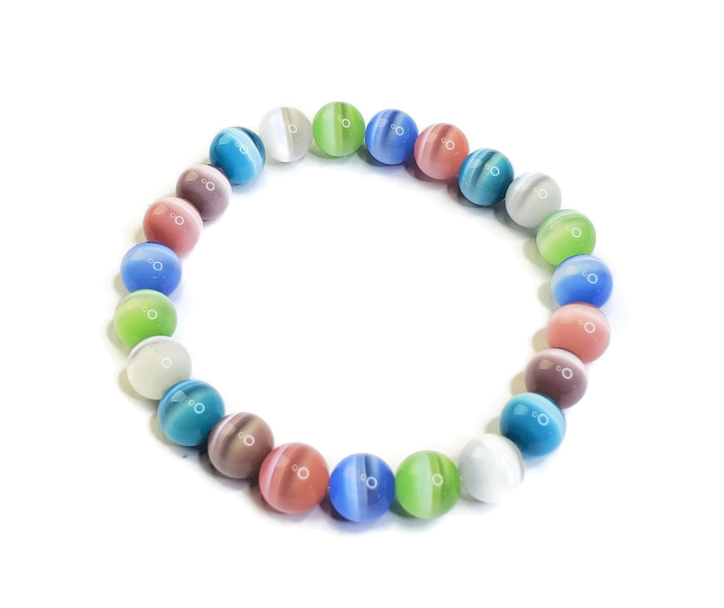 Cats Eye Beaded Bracelet Stretch Bracelet Beaded Jewelry