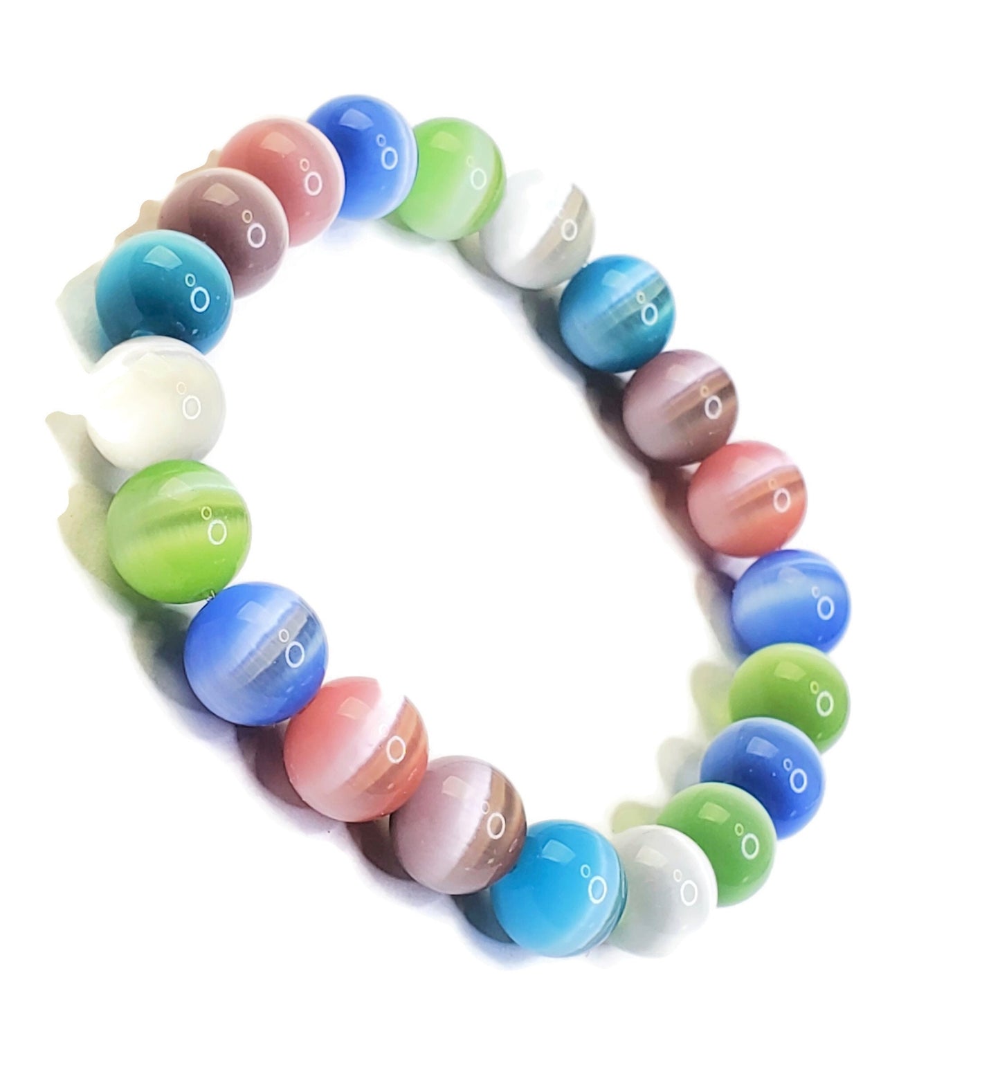 Cats Eye Beaded Bracelet Stretch Bracelet Beaded Jewelry