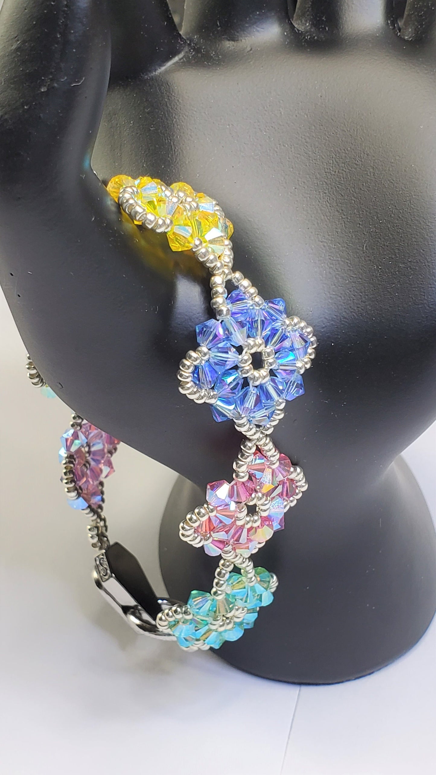 Beautiful Rainbow Handmade Crystal Beaded Link Bracelet
