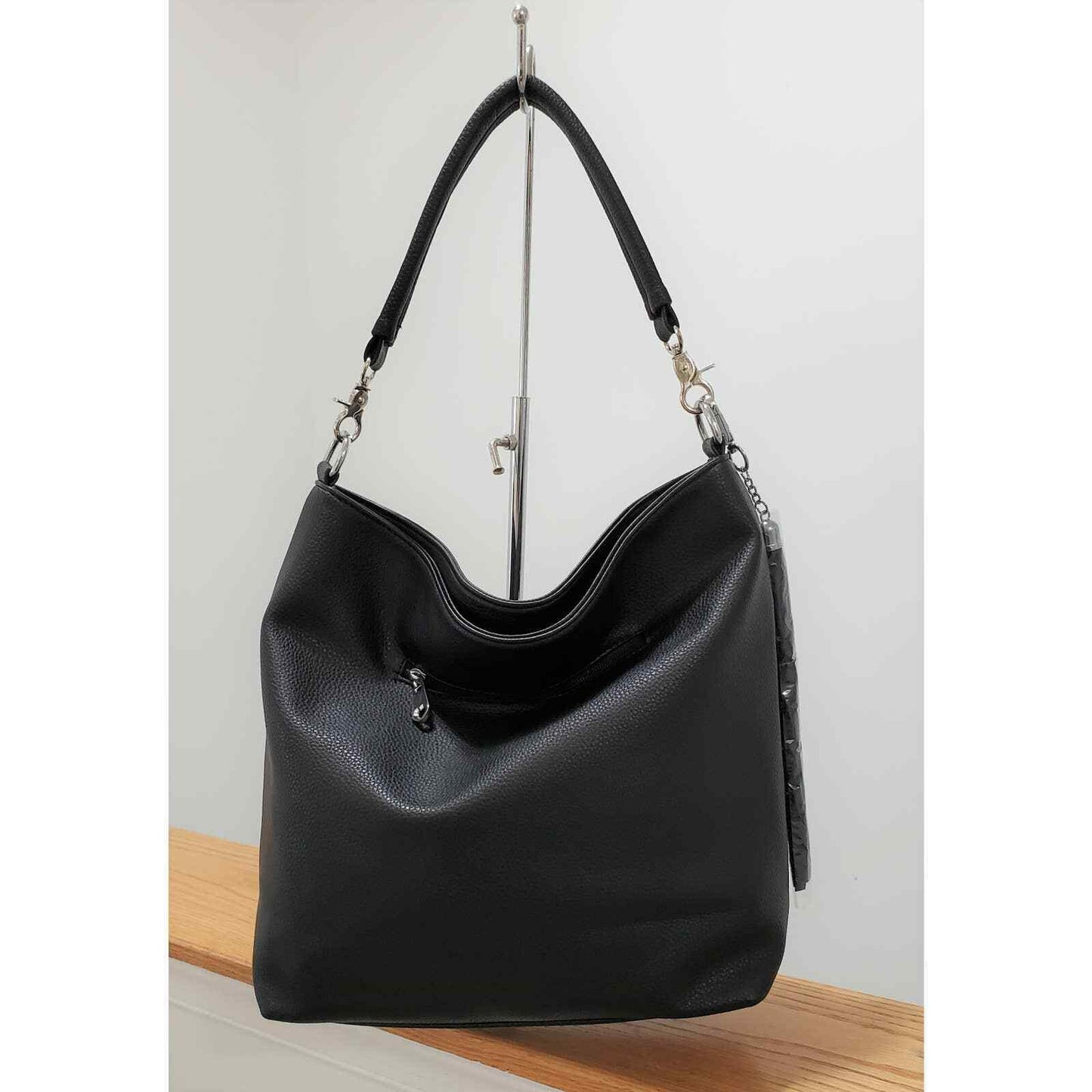 Black Rhinestone Floral Design Hobo