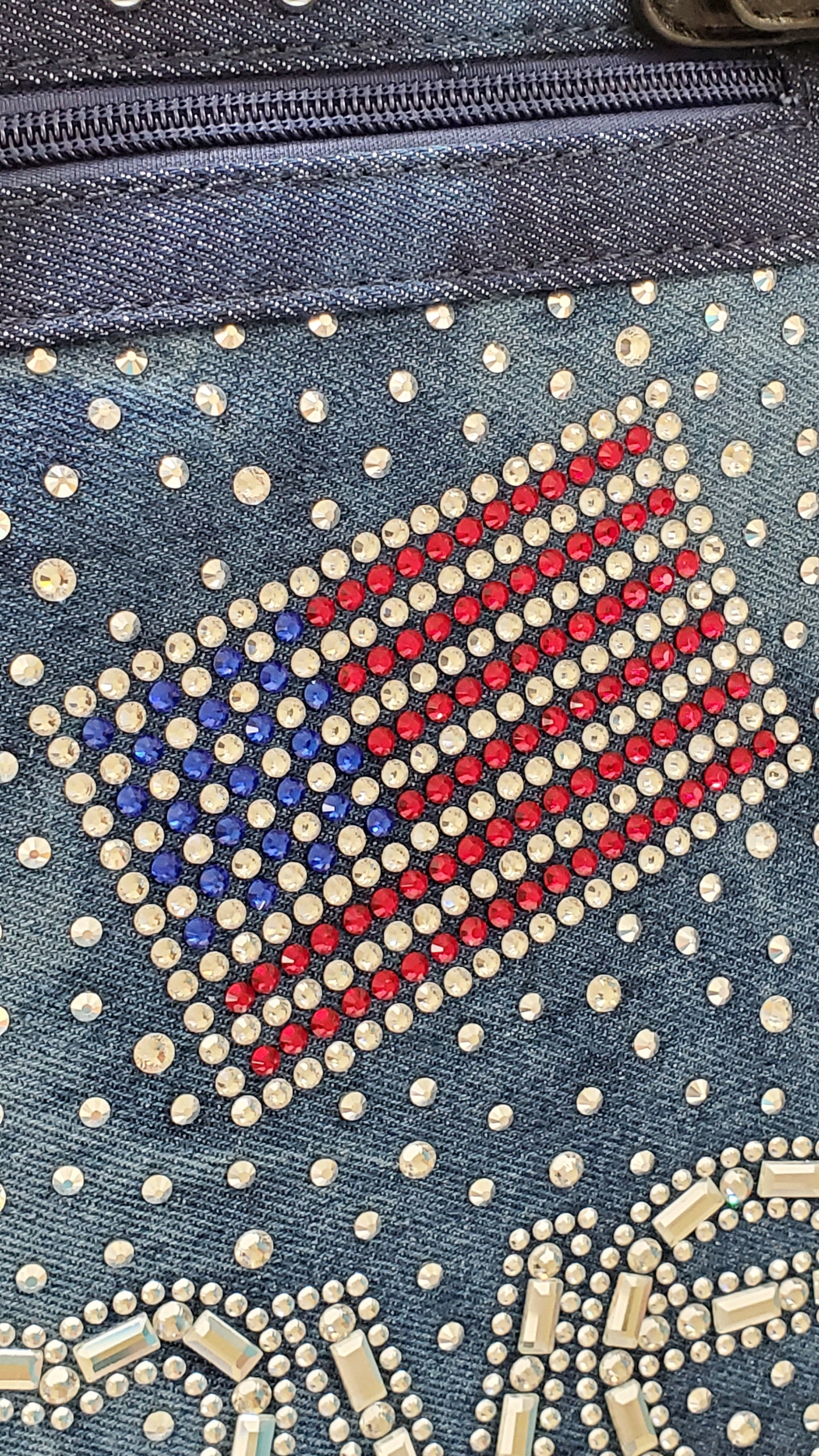 American Flag Crossbody Handbag with Rhinestones