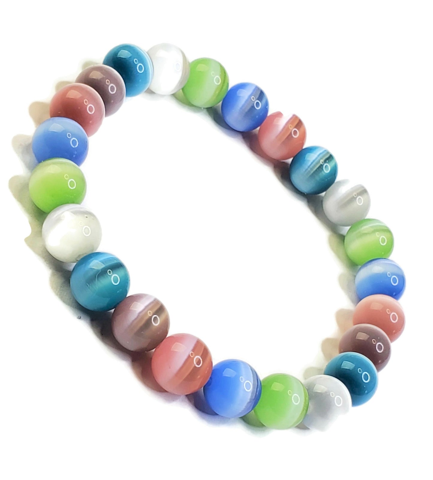 Cats Eye Beaded Bracelet Stretch Bracelet Beaded Jewelry