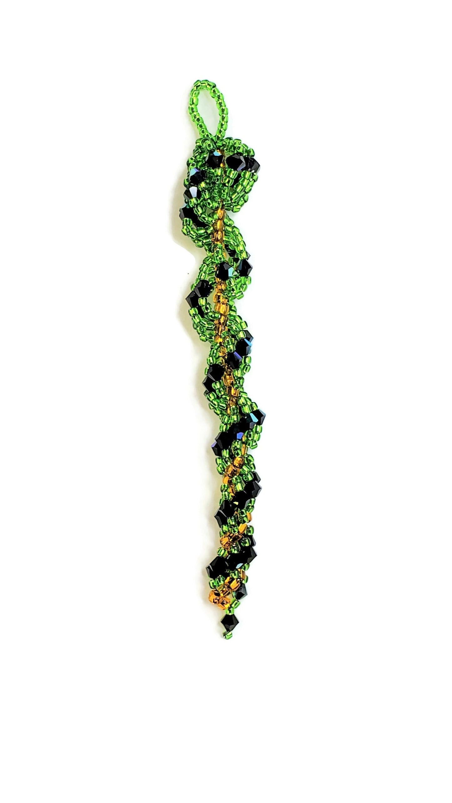 Halloween Green & Black Crystal Icicle Tree Ornament Fall Decor Beaded Tree Ornament Spiral Tree Ornament