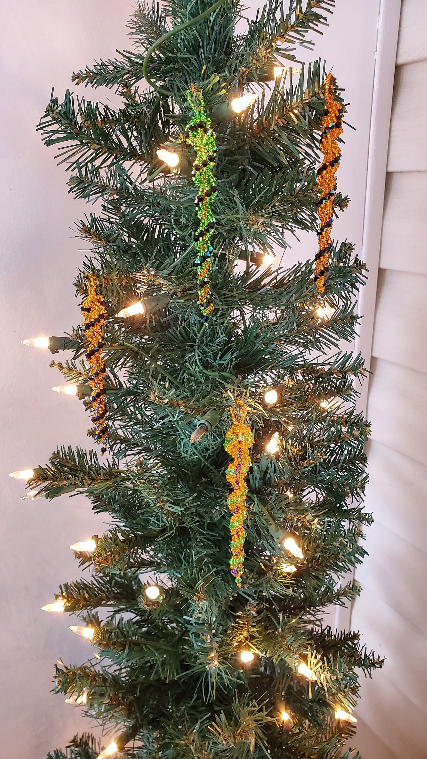 Halloween Crystal Icicle Tree Ornament Crystal Icicle Ornament Icicle Beaded Tree Ornament Spiral Tree Ornament Fall Decor