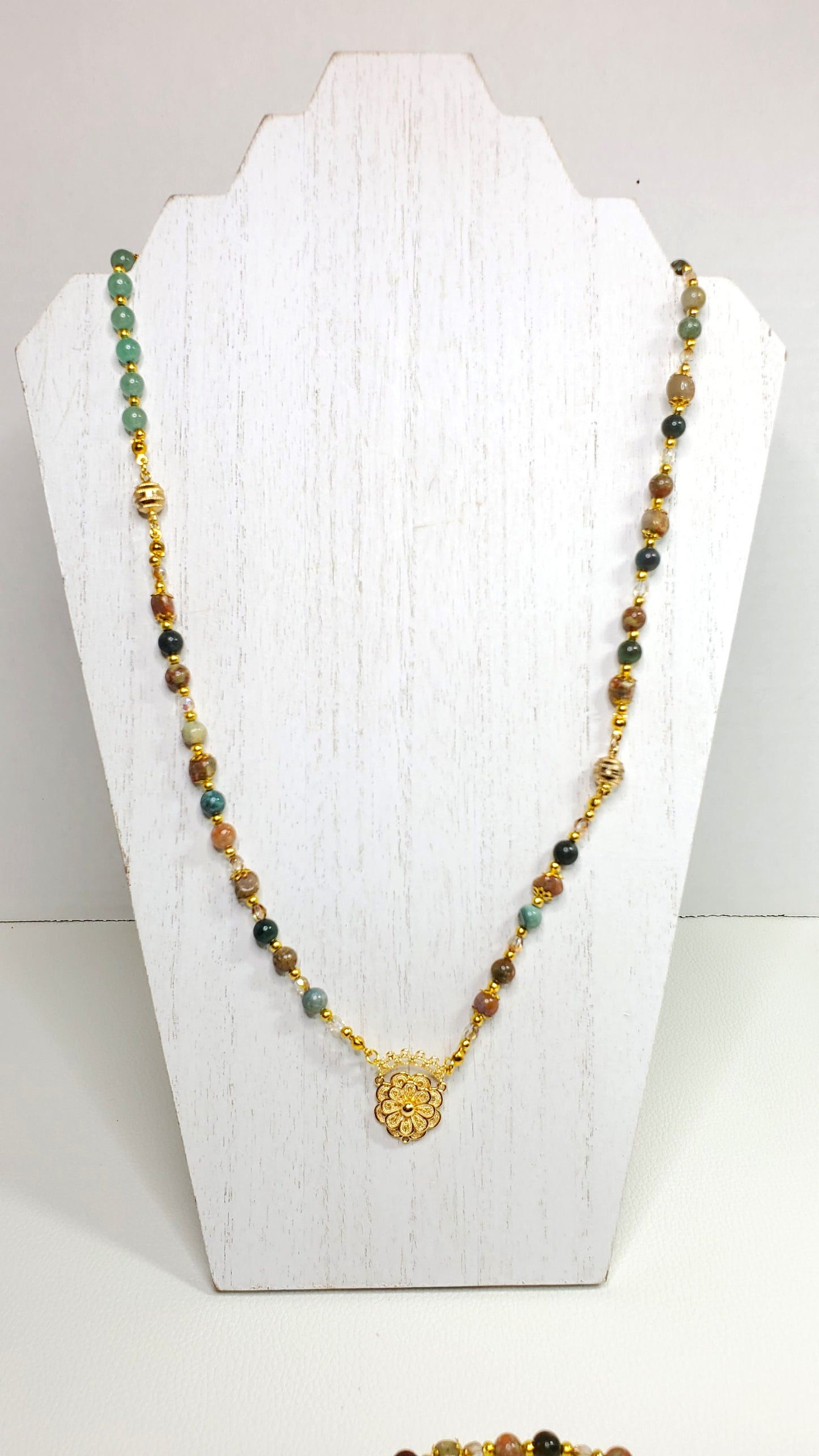 Jasper and Green Aventurine Magnetic Mix & Match Necklace/Bracelet  Five Way Necklace Set 18k Gold Plated Filigree Components