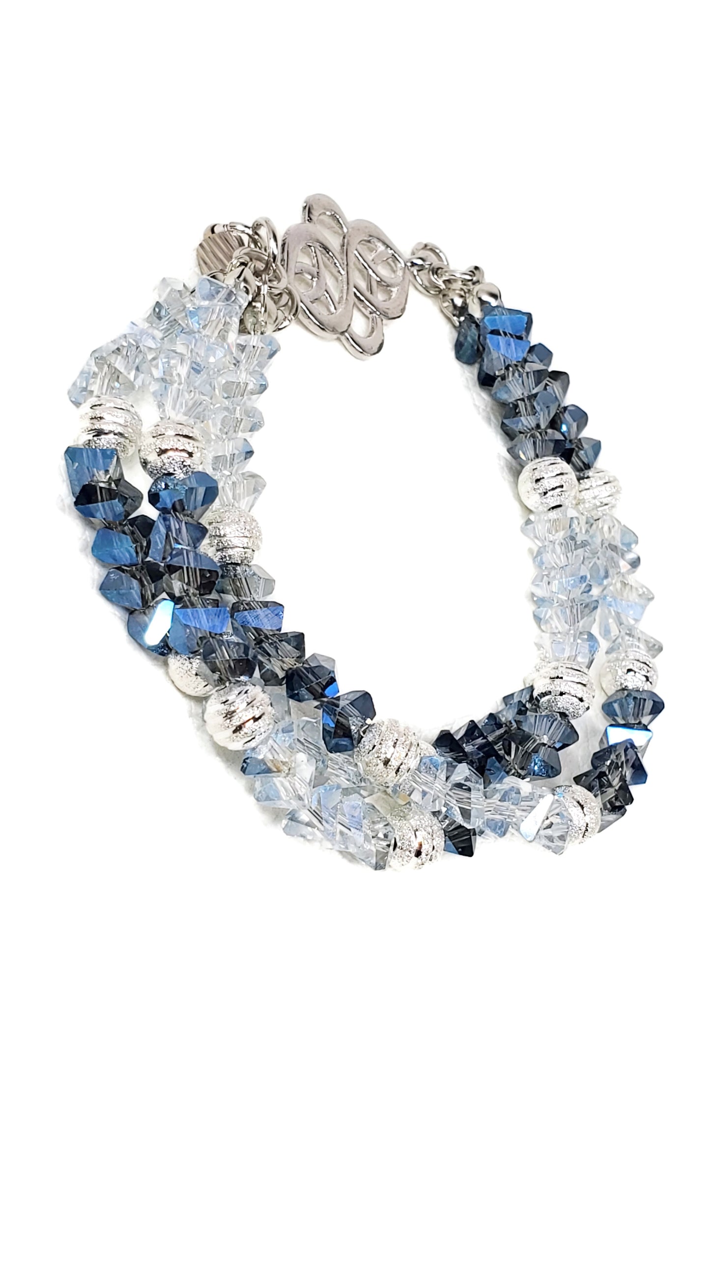 Blue Crystal Wire Bracelet with Magnetic Clasp