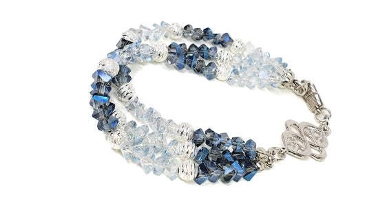 Blue Crystal Wire Bracelet with Magnetic Clasp
