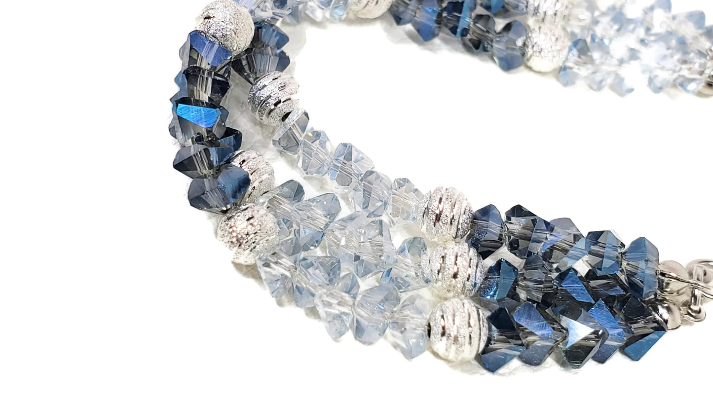 Blue Crystal Wire Bracelet with Magnetic Clasp