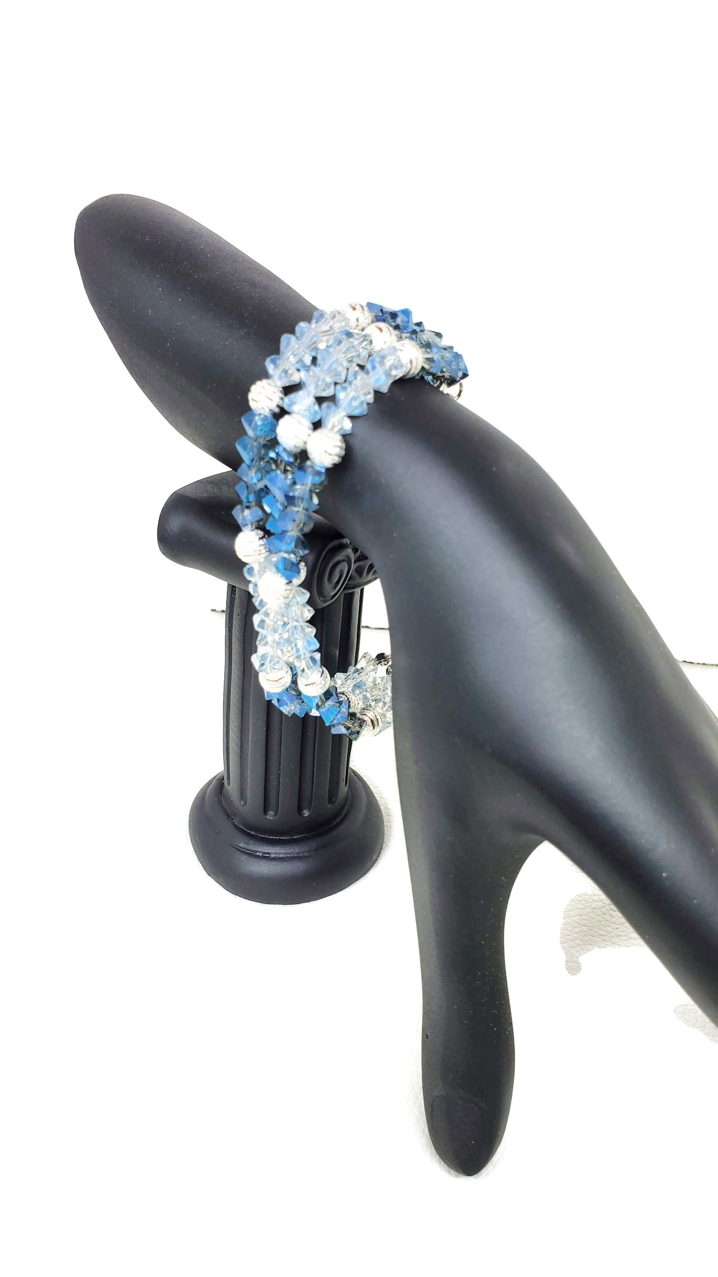 Blue Crystal Wire Bracelet with Magnetic Clasp