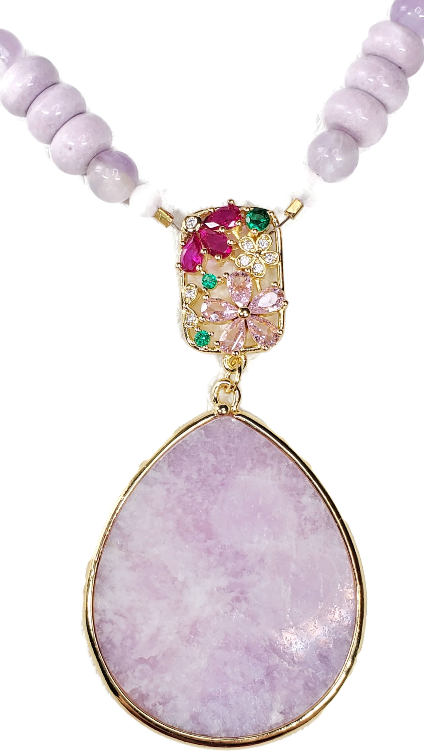 Crystal Flowers Collection | Purple Lepidolite Summer Necklace Set | Boho Necklace Set | Handmade Jewelry Set